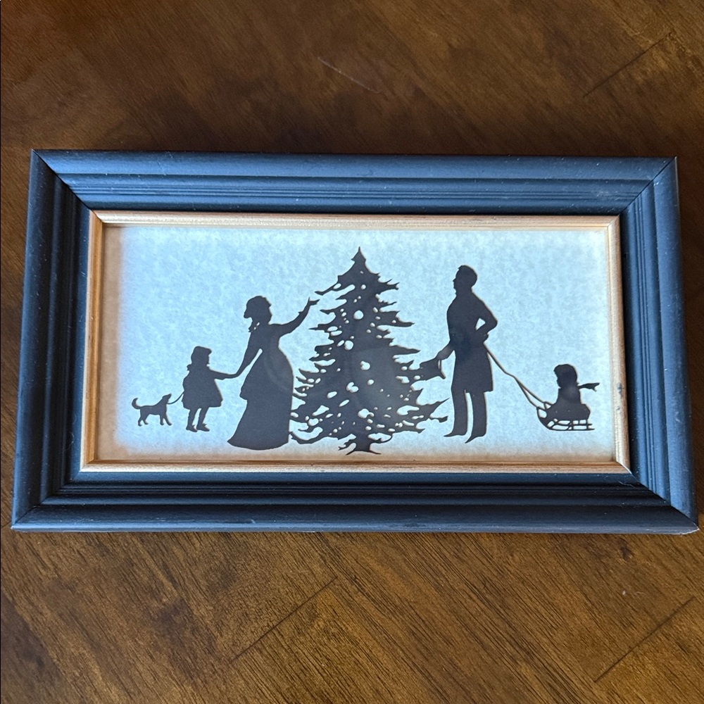 Framed Silhouette Art with Family and Tree